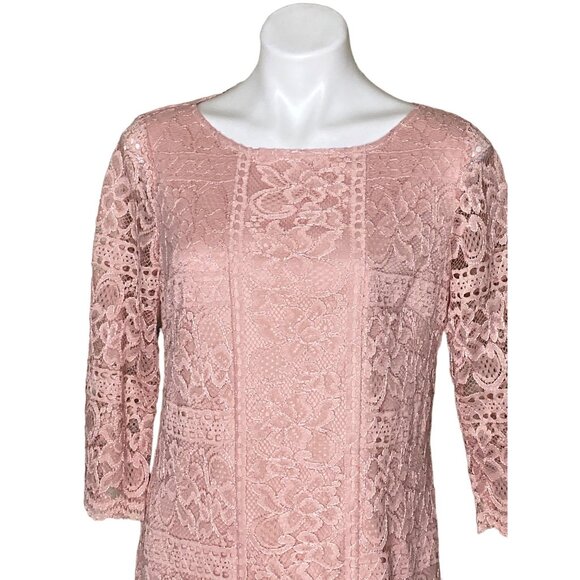 Jessica Howard Womens Pink Lace Shift Dress 3/4 Sleeve Size 10 - Picture 3 of 10